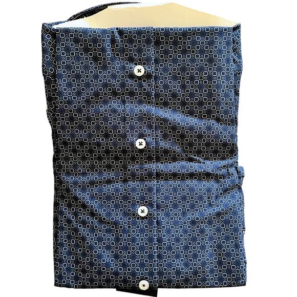 Garnet Los Angeles Button Up Shirt 3X Mens Navy Geometric Long Sleeve Work New - Picture 3 of 8